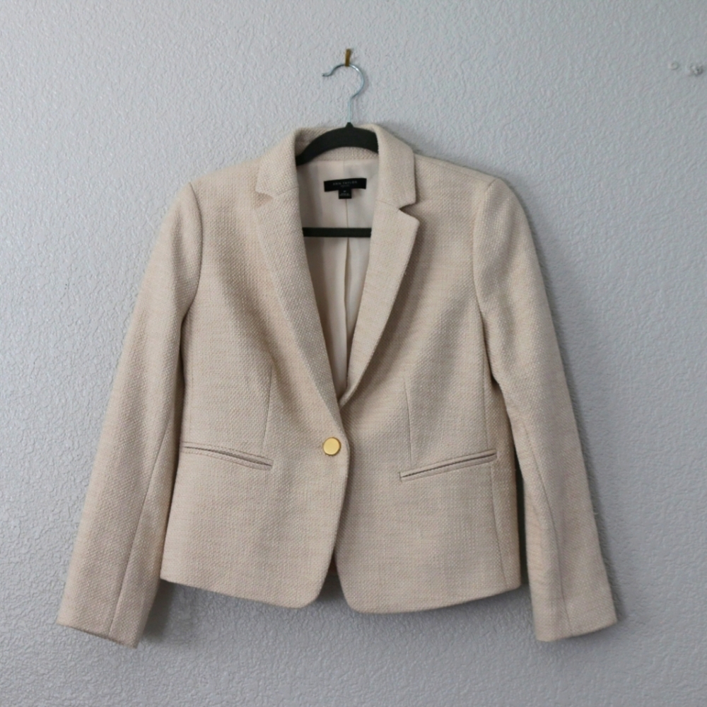 Ann Taylor Petite White Tweed Blazer